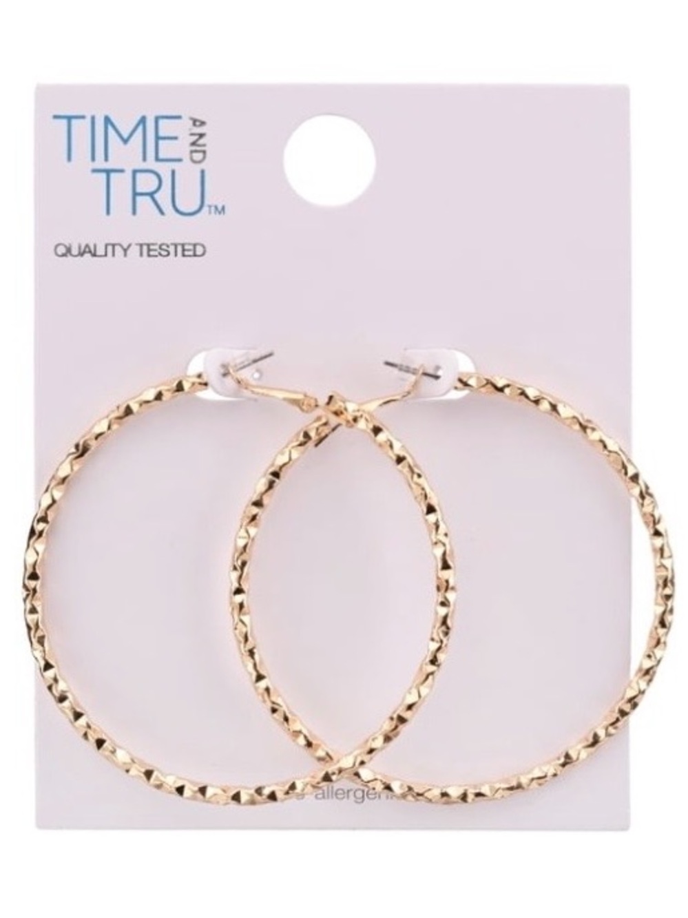 NWT Time and Tru Gold Faceted Hoop Earrings